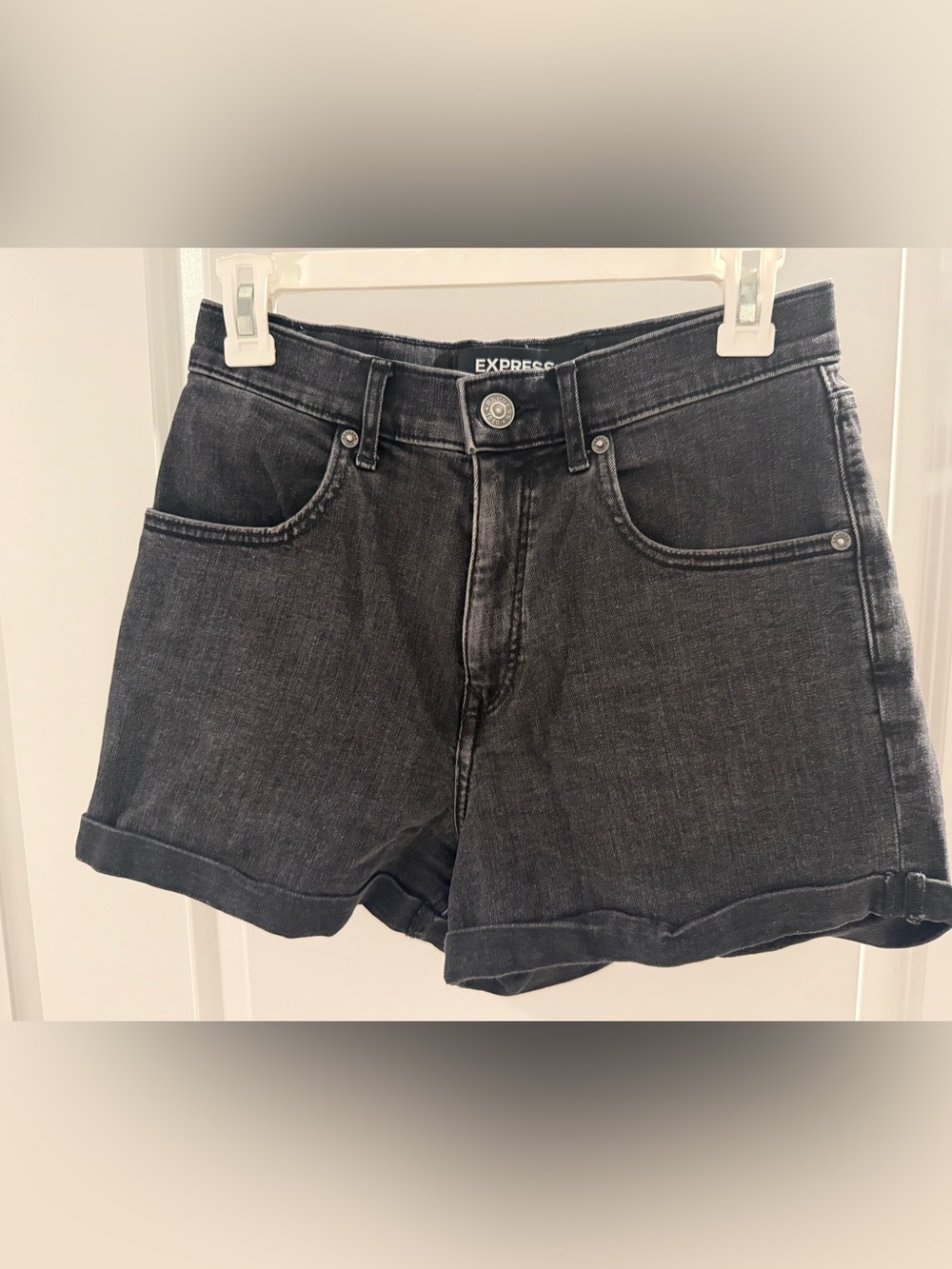 Express Black Denim Mom Shorts
